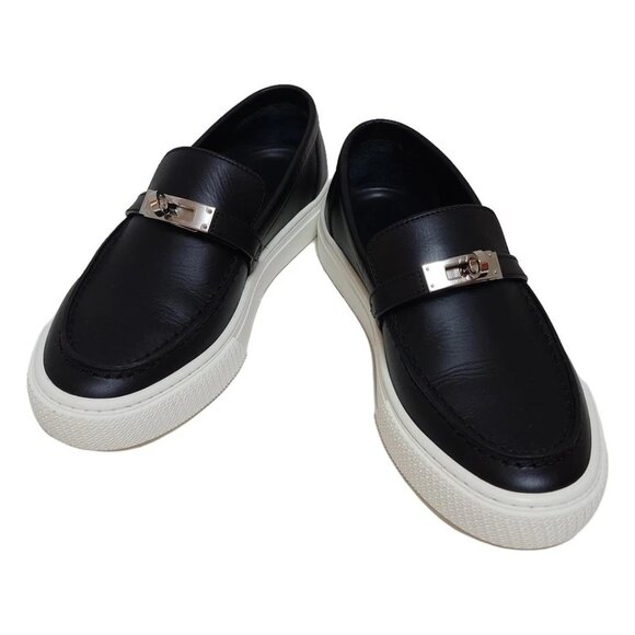 HERMES Game Black White Leather - Women's Shoes 647-022825 - Picture 2 of 6